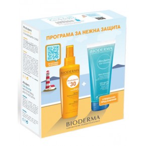 Bioderma Photoderm слънцезащитен спрей SPF 30 200 мл + Atoderm душ-гел 200 мл промо пакет