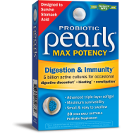 Пърлс пробиотик Max Potency Храносмилане и имунитет, 5 млрд. активни пробиотици, 4 щама формула x 30 софтгел капсули / Nature's way