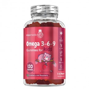 Омега 3-6-9 за деца Гъми x 120 желирани таблетки, с вкус на ягода и малина / WeightWorld