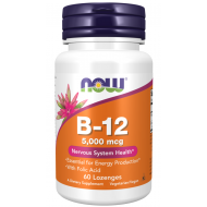 NOW - Витамин B-12 5000 mcg + Фолиева Киселина - 60 дражета