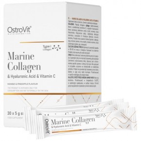 Marine Collagen & Hyaluronic Acid Powder with Vitamin C / МОРСКИ КОЛАГЕН & ХИАЛУРОНОВА КИСЕЛИНА С ВИТАМИН С на прах 30 х 5 гр OSTROVIT