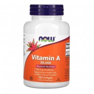 Vitamin A (25,000 IU) 250 гел-капсули | Now Foods