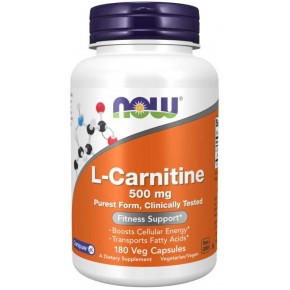 NOW - L-Carnitine 500 мг / L-КАРНИТИН - 180 Капсули