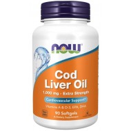 NOW - Cod Liver Oil / МАСЛО от ЧЕРЕН ДРОБ НА ТРЕСКА 650 мг - 90 Дражета