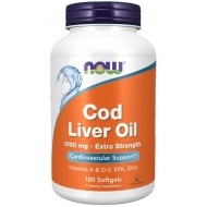 NOW - Cod Liver Oil / МАСЛО от ЧЕРЕН ДРОБ НА ТРЕСКА 1000 мг - 180 Дражета