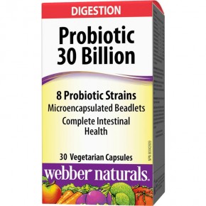 Пробиотик 30 млрд. активни пробиотици 8 щама (Probiotic 30 Billion) х 30 V капсули, Webber Naturals