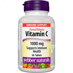 Витамин С с удължено освобождаване  за силен имунитет (Time Release Vitamin C) 1000 mg х 60 таблетки, Webber Naturals