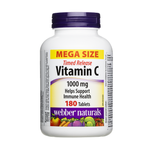 Витамин С с удължено освобождаване (Vitamin C Timed Release) Имунитет, антиоксидантна защита и енергия 1000 mg х 180 таблетки, Webber Naturals