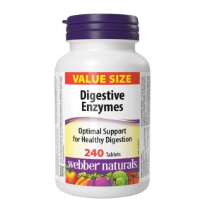 Храносмилателни ензими (Digestive Enzymes) За добро храносмилане и при подут корем х 240 таблетки, Webber Naturals