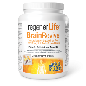 Regener Life BrainRevive, 30-дневна програма в подкрепа на паметта, концентрацията и когнитивното здраве, 30 индивидуални пакетчета, Natural Factors