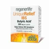 RegenerLife Бутирова киселина 250 mg - късоверижна мастна киселина за чревна бариера и облекчаване при IBS, 30 пакетчета х 2 софтгел капсули, Natural Factors