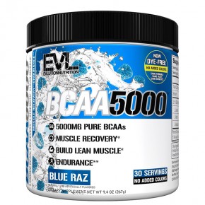 Аминокиселини BCAA 5000 mg x 267 g прах, с вкус на синя малина, Evlution Nutrition