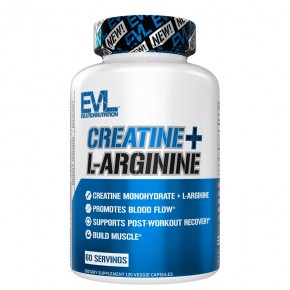 Креатин монохидрат 250 mg + L-аргинин 250 mg х 120 капсули/ Evlution Nutrition