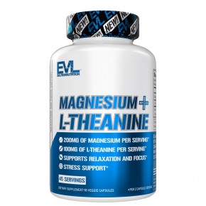 Магнезий (цитрат) 100 mg + L-теанин 50 mg x 90 капсули/ Evlution Nutrition