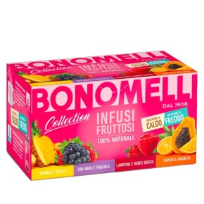 Плодов чай микс от 4 вкуса, съчетание от плодове и билки с антиоксидантно действие, Infusi Fruttosi x 20 филтърни пакетчета, Bonomelli