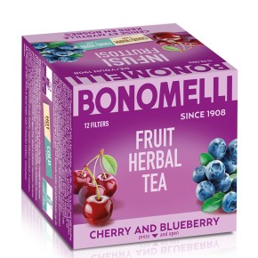 Плодов чай с череша и боровинки, богат на естествени антиоксиданти, Infusion Fruits Cherry and Blueberry x 12 пакетчета, Bonomelli