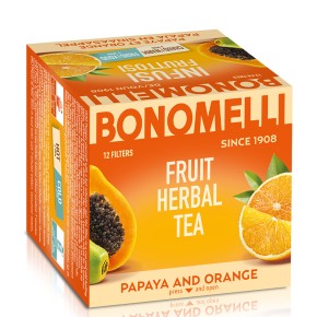 Плодов чай с папая и портокалова кора, подпомага храносмилателния комфорт, Infusion Fruits Papaya and Orange peel x 12 пакетчета, Bonomelli