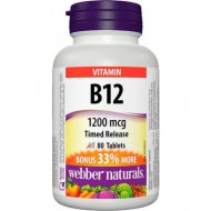 Витамин В12 1200 мкг удължено освобождаване 80 таблетки Webber Naturals