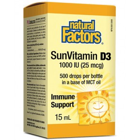 Витамин Д3, Vitamin D3 капки 1000 IU 15 мл Natural Factors