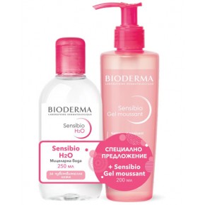 Bioderma Sensibio H2O мицеларна вода 250 мл + Sensibio измиващ гел 200 мл