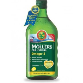 Рибено масло от черен дроб на треска ОМЕГА с вкус на лимон 250мл Moller's